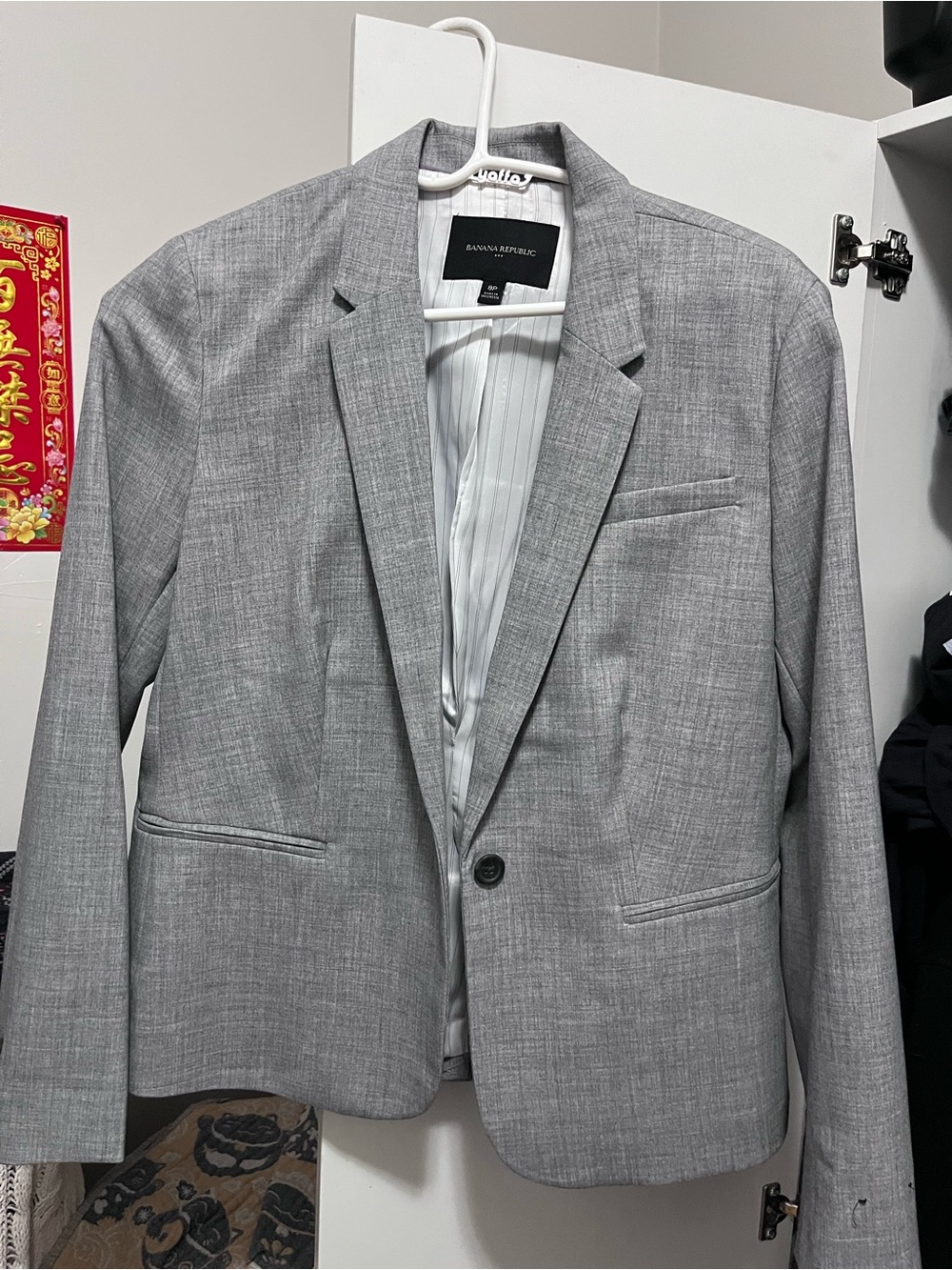 Banana Republic Heather Gray Women's Single-Button Blazer